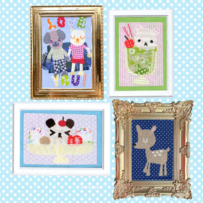 framed fabric collages