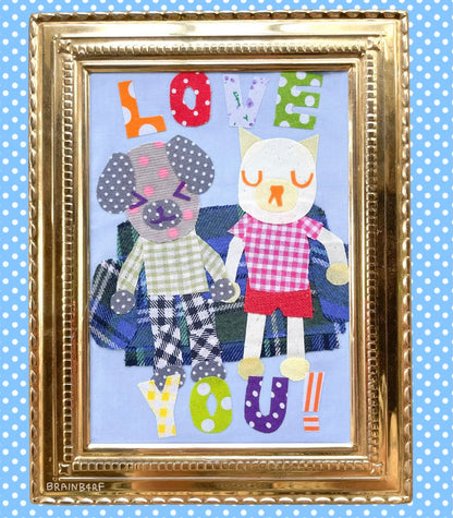 framed fabric collages