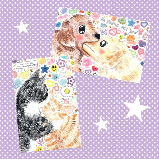 puppy + kitty postcards